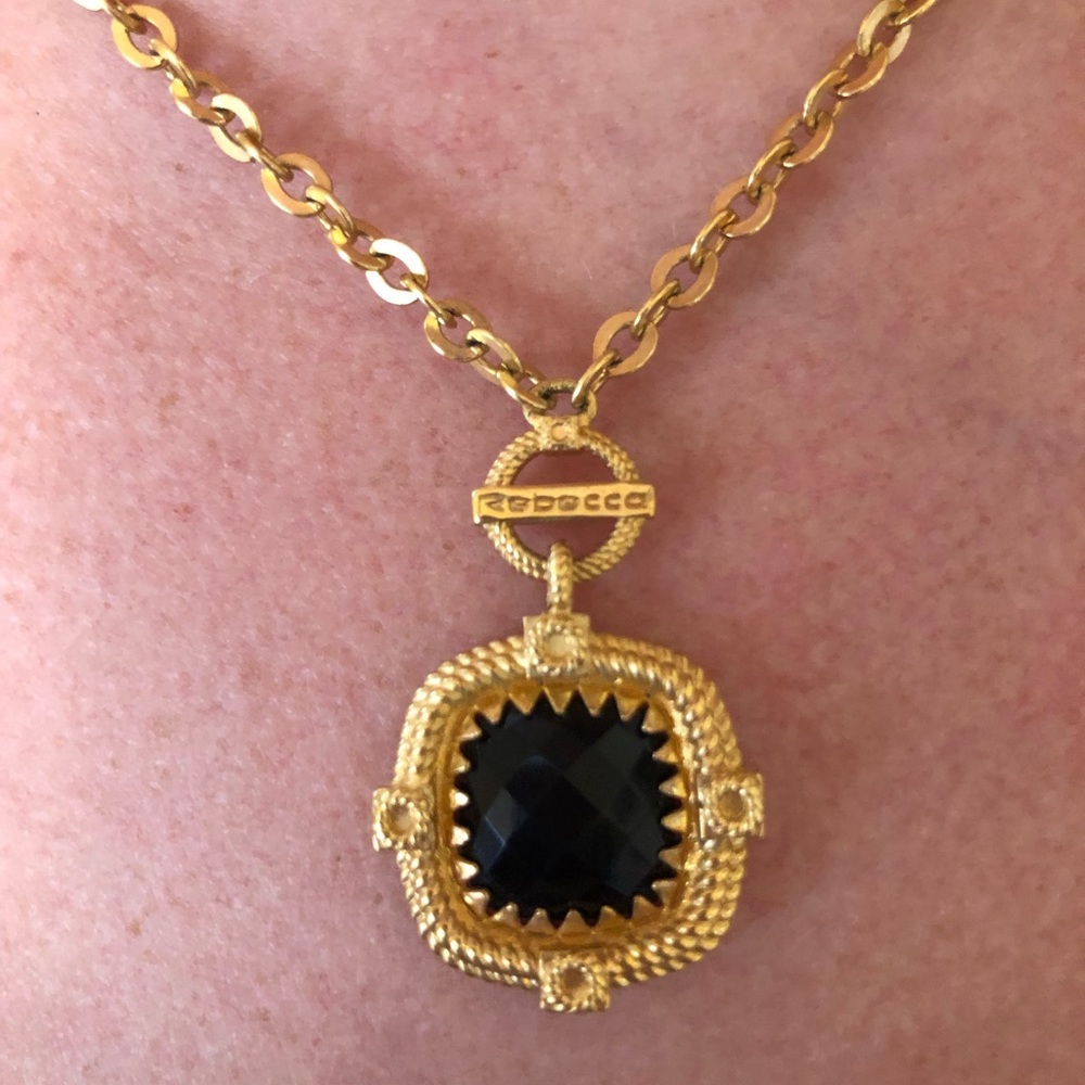 Rebecca Onyx gold plated necklace. Made In Italy